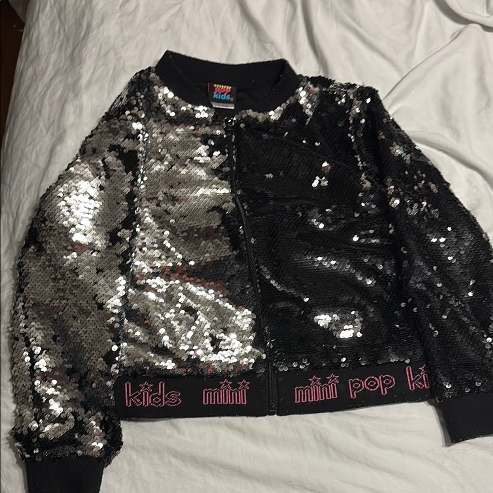 Kids Sequin Jacket - Black and Silver by